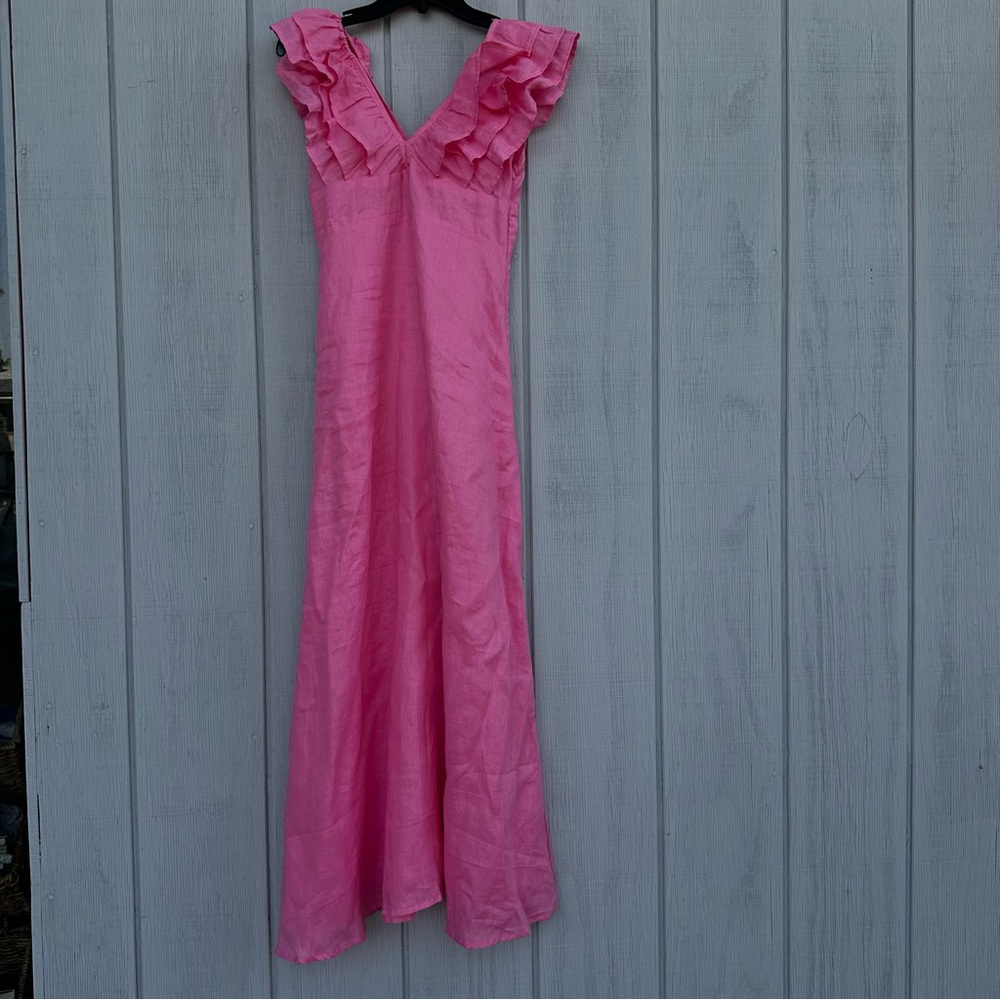 LUSANA pink linen dress